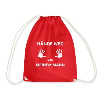 Hände weg von meinem Mann Geschenk Spruch - Turnbeutel - Rot - Vorne