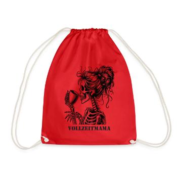 Full-time mom - Drawstring Bag - red - Front