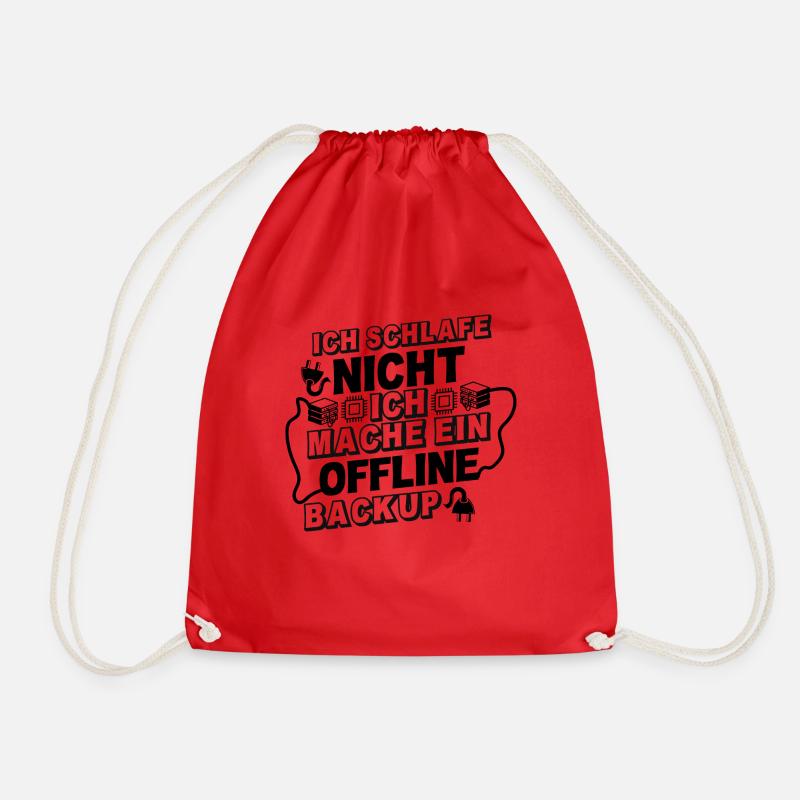 Ich schlafe NICHT ich mache ein OFFLINE-Backup! - Turnbeutel - Rot