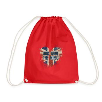 British King Coronation Charles England Flag - Drawstring Bag - red - Front