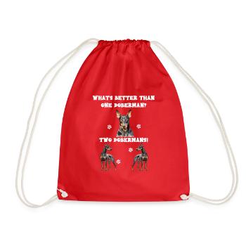 What s better than one Doberman? Two Dobermans - Drawstring Bag - red - Front