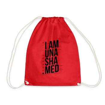 I am Unashamed Romans 1:16 Christian T Shirt - Drawstring Bag - red - Front
