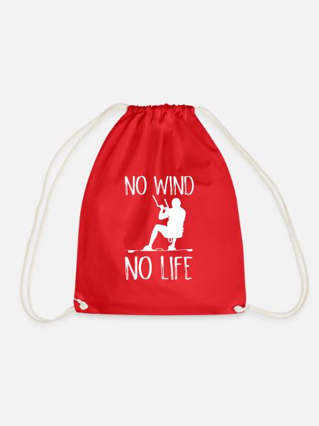 No Wind No Life Kiteboard kitesurfer Kitesurfer - Turnbeutel - Rot