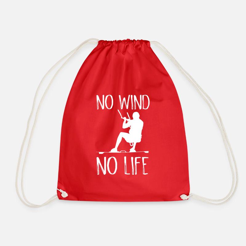 No Wind No Life Kiteboard kitesurfer Kitesurfer - Turnbeutel - Rot