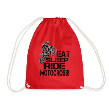 Motocross Motorcycle Bike Stunt Motorsport Gift - Drawstring Bag - red - Front