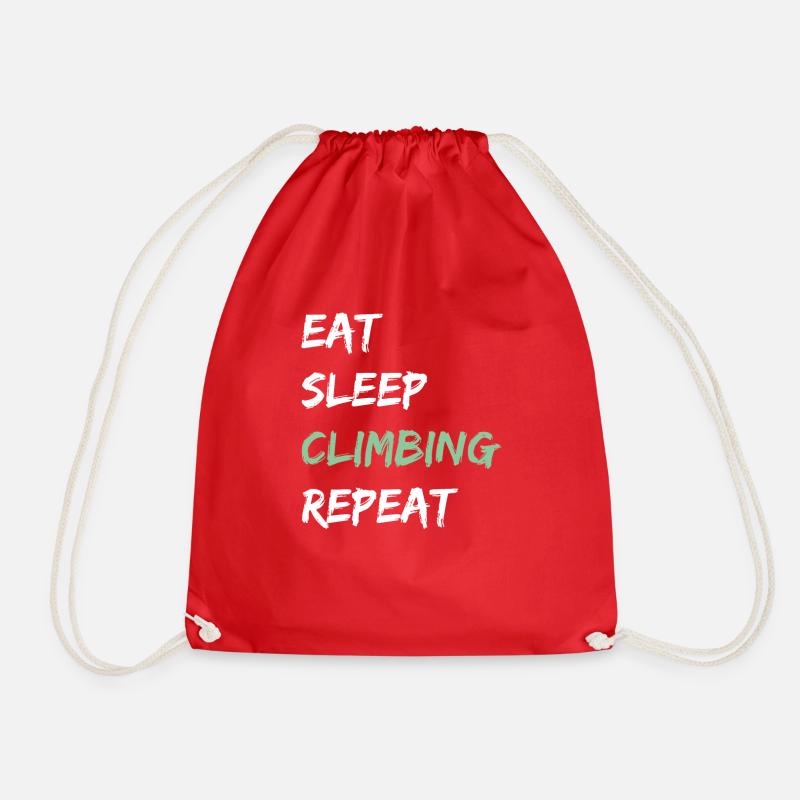 Eat Sleep Climbing Repeat Tshirt - Drawstring Bag - red