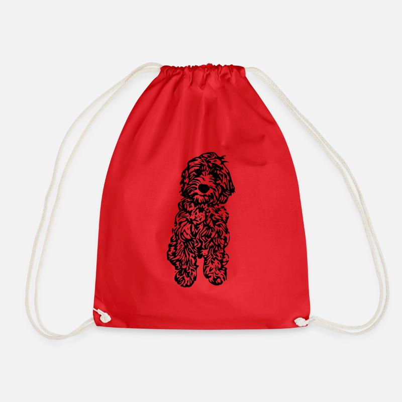 Cockapoos - Drawstring Bag - red