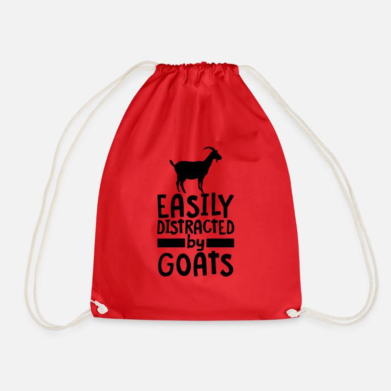 Easily distracted by Goats - Drawstring Bag - red