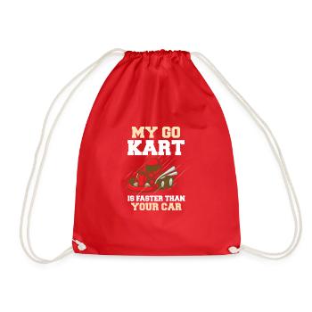 Mein Go-Kart Lustiges Rennfahrer Shirt Geschenk - Turnbeutel - Rot - Vorne