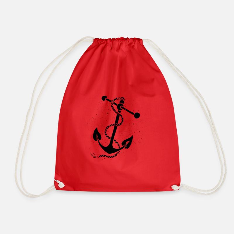 Anchor - Drawstring Bag - red