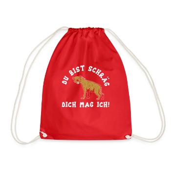 Du bist schräg dich mag ich! Hyäne - Turnbeutel - Rot - Vorne