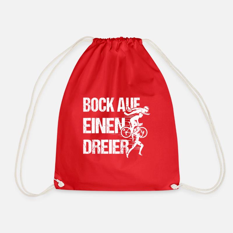Triathlon Bock auf einen Dreier? - Turnbeutel - Rot