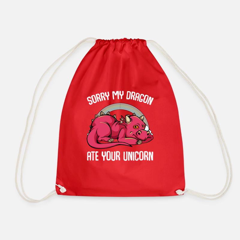 My Dragon Ate Your Unicorn Drache Einhorn Geschenk - Turnbeutel - Rot