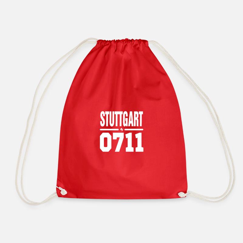Stuttgart 0711 Schrift und Vorwahl mit Pferd - Turnbeutel - Rot
