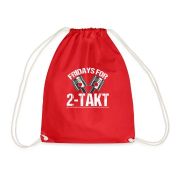 Fridays for 2 Takt Moped Motor Zweitakt Roller Tun - Turnbeutel - Rot - Vorne