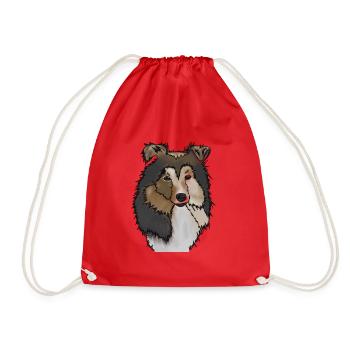 Longhair Collie Mama | Collie Rough Collies - Drawstring Bag - red - Front