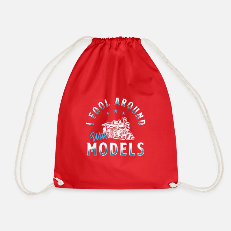 Train Models - Drawstring Bag - red