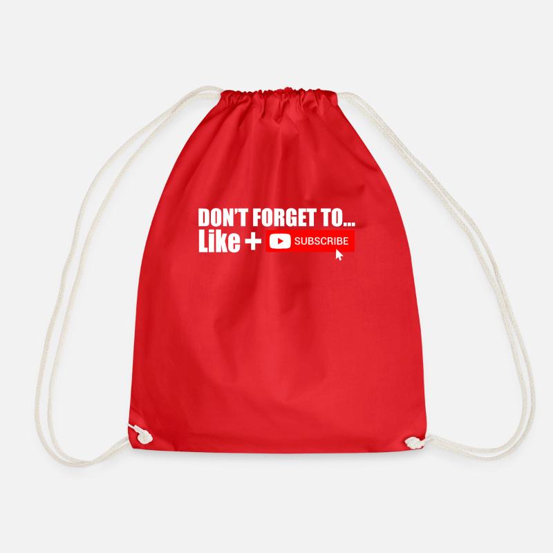 Youtube Don't forget to Like and Subscribe - Drawstring Bag - red