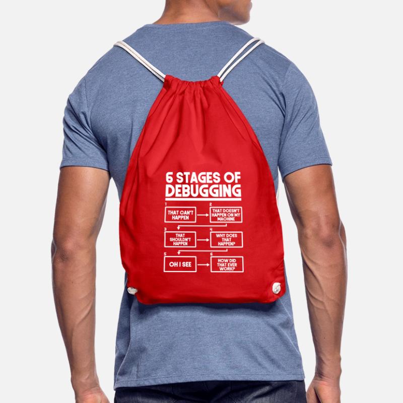 6 Stages Of Debugging Programmer Coding Drawstring Bag