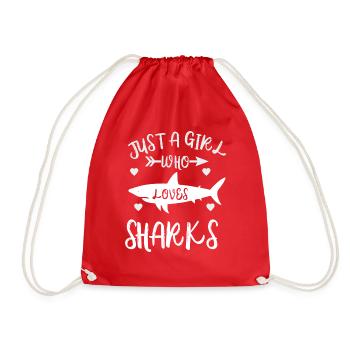 Just a Girl Who Loves Sharks - Drawstring Bag - red - Front