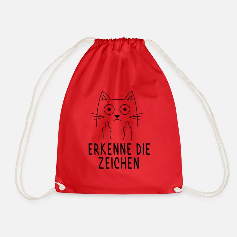 Katze Lustige Katze mit Mittelfinger - Turnbeutel - Rot