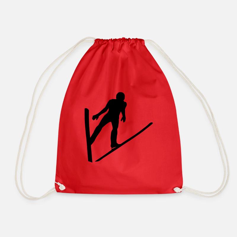 Ski jumping ski jumping ski jumping ski jumping Skifa - Drawstring Bag - red