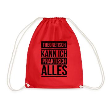 Theoretisch praktisch Schule Geschenk Abschluss - Turnbeutel - Rot - Vorne