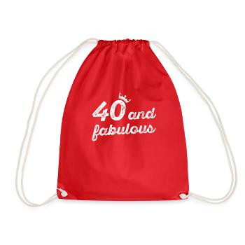 40 And Fabulous Funny Birthday - Drawstring Bag - red - Front