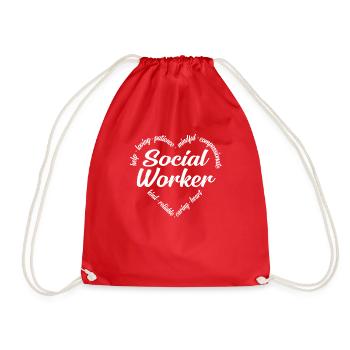 Social Worker Heart Word Cloud - Turnbeutel - Rot - Vorne