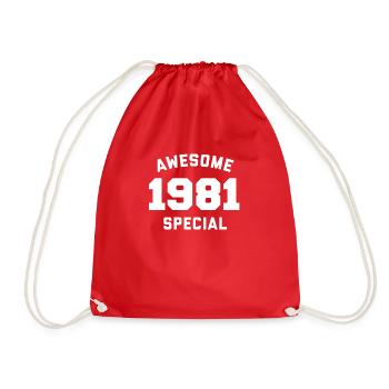 Funny Birthday Awesome Special 1981 - Drawstring Bag - red - Front