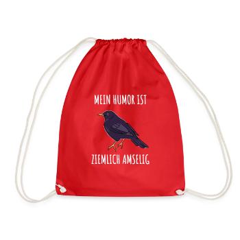 Schlechter Humor Amsel Wortspiel amselig - Turnbeutel - Rot - Vorne