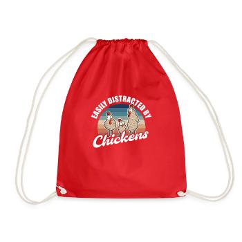 Facilement distrait par Chickens Hühner - Sac de sport léger - rouge - Devant