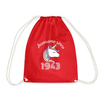Funny Birthday Awesome Since 1943 - Drawstring Bag - red - Front
