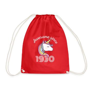 Funny Birthday Awesome Since 1930 - Drawstring Bag - red - Front