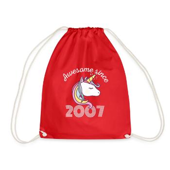 Funny Birthday Awesome Since 2007 - Drawstring Bag - red - Front
