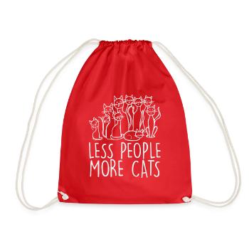 Less People More Cats - Drawstring Bag - red - Front