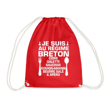 Régime Breton Humour Bretagne Apéro - Sac de sport léger - rouge - Devant