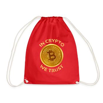 In Crypto We Trust Large Bitcoin Coin Design Tradi - Drawstring Bag - red - Front
