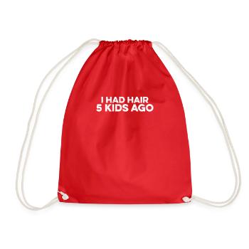 I Had Hair 5 Kids Ago Humor Bald Guy Bald Head - Drawstring Bag - red - Front