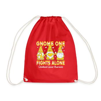 Gnome One Fights Alone Gnomies Childhood Cancer - Drawstring Bag - red - Front