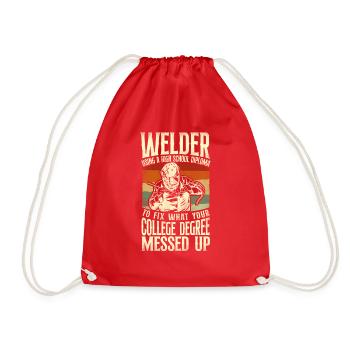 Welder Welding Vintage Retro - Drawstring Bag - red - Front