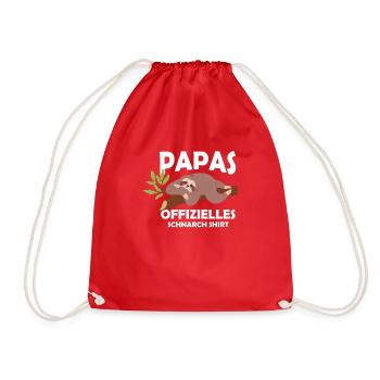 Papas Schlafshirt Faultier - Turnbeutel - Rot - Vorne