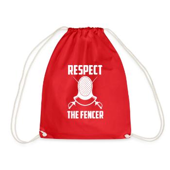 Respect The Fencer Fencing Cool Combat Sports Pun - Drawstring Bag - red - Front