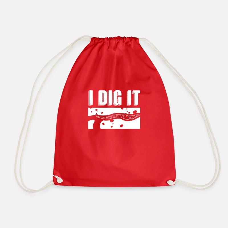 I Dig It, worm breeding vermiculture - Drawstring Bag - red