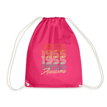 Funny Birthday Awesome 1955 - Drawstring Bag - fuchsia - Front