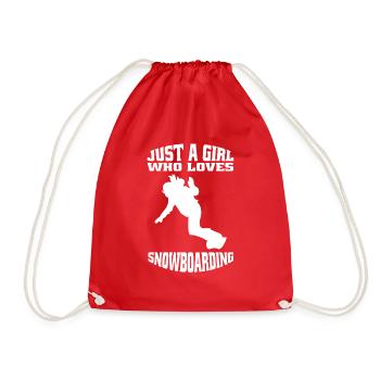 Snowboard Girl Winter Sports Woman Snowboarder - Drawstring Bag - red - Front