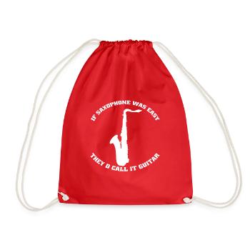 Saxophone Music Saxophonist Saxophone Instrument - Drawstring Bag - red - Front