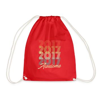 Funny Birthday Awesome 2017 - Drawstring Bag - red - Front