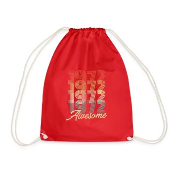 Funny Birthday Awesome 1972 - Drawstring Bag - red - Front