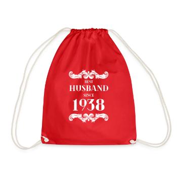 Best Husband Since 1938 Wedding Anniversary - Drawstring Bag - red - Front